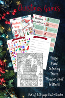 Printable Christmas Binder. 160 pages of fabulous Christmas content, including 2 planners, games (maze, treasure hunt, scavenger hunt, bingo, and more), decor, food & drink decorations, recipes, & more.