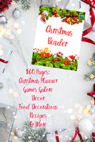 Printable Christmas Binder. 160 pages of fabulous Christmas content, including 2 planners, games (maze, treasure hunt, scavenger hunt, bingo, and more), decor, food & drink decorations, recipes, & more.
