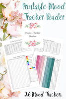 Printable mood tracker binder. 26 different mood trackers. Daily, weekly, monthly, & yearly. Monthly themed & more.