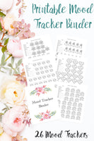 Printable mood tracker binder. 26 different mood trackers. Daily, weekly, monthly, & yearly. Monthly themed & more.