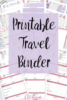 Printable travel binder. 20+ pages. Planning pages, itineraries, flight & hotel information, packing lists for all ages, budget worksheets, & more.