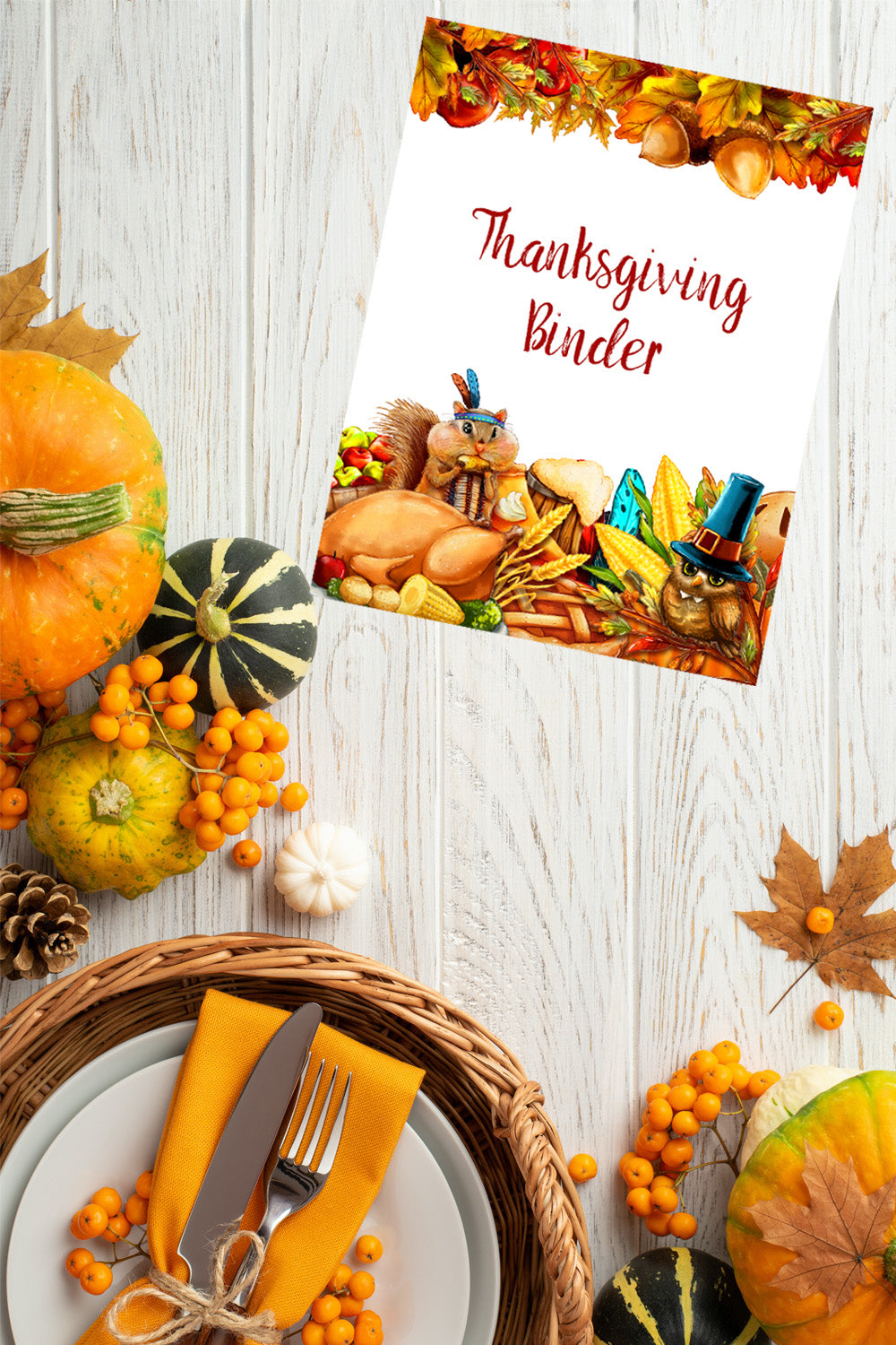 Printable Thanksgiving Binder. 140 pages of fabulous Thanksgiving content, including holiday planner, games (maze, treasure hunt, scavenger hunt, bingo, and more), decor, food & drink decorations, recipes, & more.  
