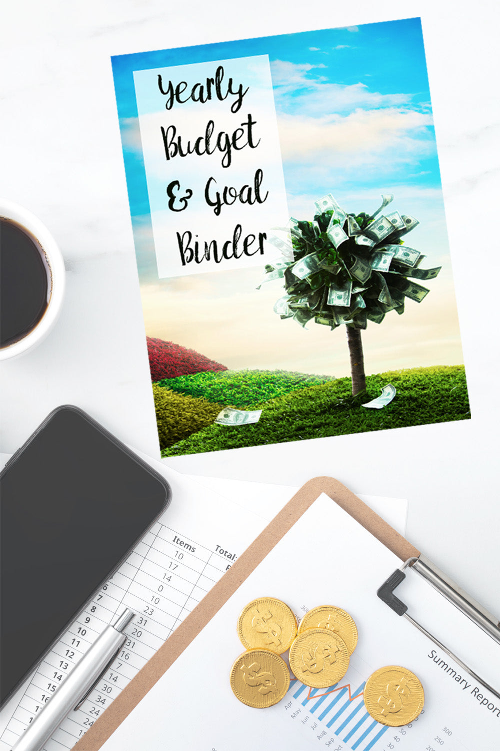 Looking to track your expenses, make a budget, and set financial goals? Then this simple product is exactly what you're looking for. Goal worksheets (yearly, quarterly, & monthly); monthly expense & budget worksheets; and yearly budget summary. 
