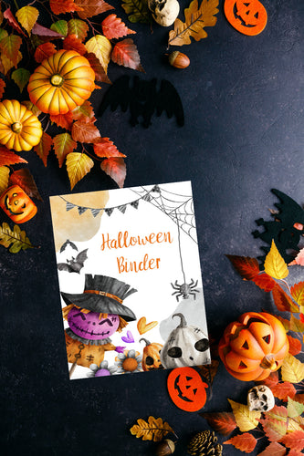 Printable Halloween Binder. 150+ pages of fabulous Halloween content, including planning, party planner, games (maze, treasure hunt, scavenger hunt, word search, crossword bingo, & more), decor, food & drink decorations, recipes, & more.  