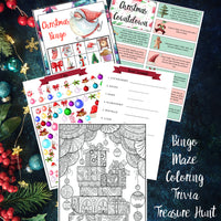 Printable Christmas Binder. 160 pages of fabulous Christmas content, including 2 planners, games (maze, treasure hunt, scavenger hunt, bingo, and more), decor, food & drink decorations, recipes, & more.  