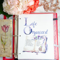 Life Organized Binder. 100 plus pages and step-by-step instructions. Take control and stop the chaos. One binder to manage your calendar, your time, meal planning, finances, medical, kids paperwork, and more.