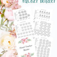 Printable mood tracker binder. 26 different mood trackers. Daily, weekly, monthly, & yearly. Monthly themed & more. 